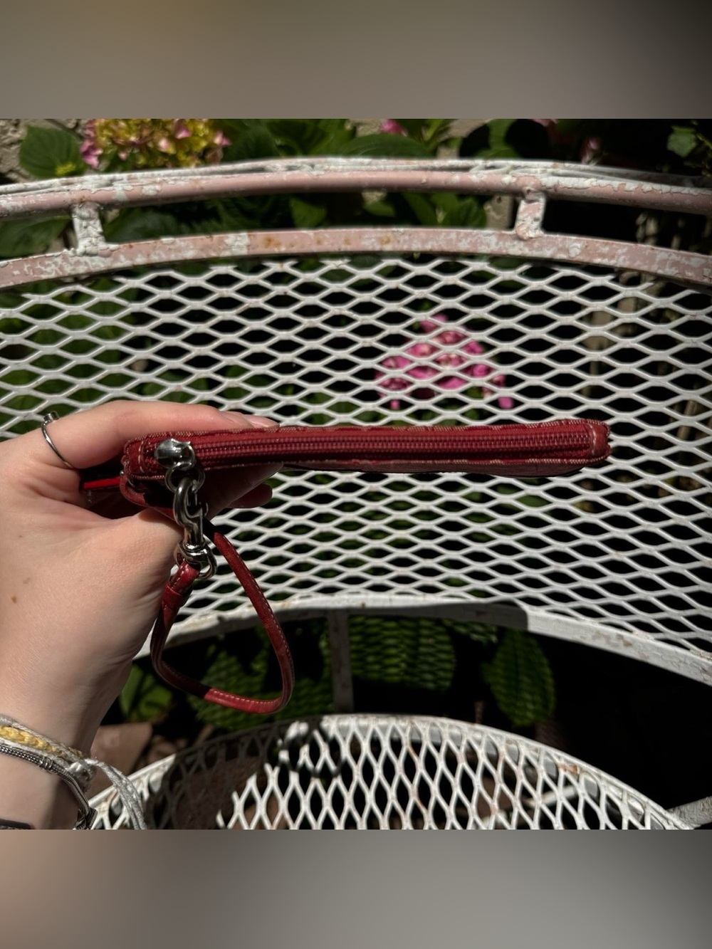Vintage Coach Red Monogramed Wristlet - Picture 6 of 7